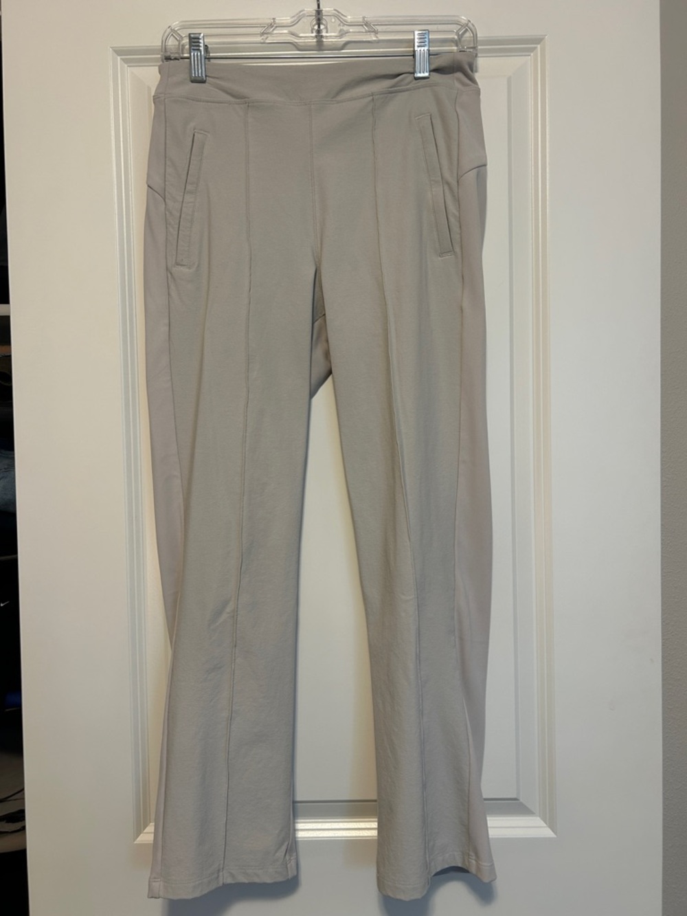 Athleta Light Taupe/White Seam-Front Pants